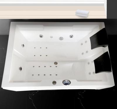 China Black Three Side Whirlpool Bathtub Acrylic Whirlpool Bathtub Square 2 People Acrylic Bathtub for sale