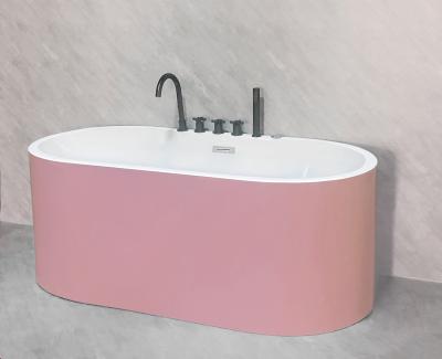 China Free Standing Bathtub With Whirlpool Massage Colorful Pink Color Bath for sale