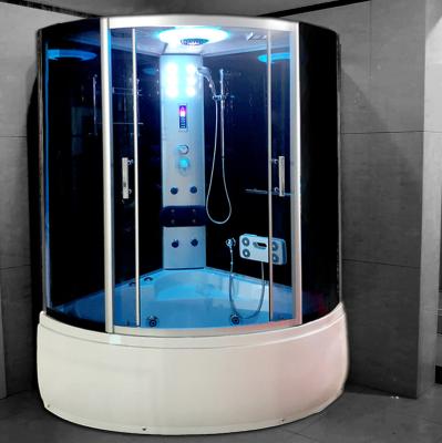 China Modern Luxury Multifunctional Glass Steam Shower Room With Swirl LED Lights for sale