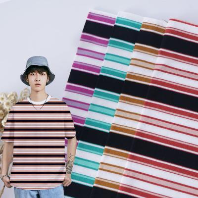 China Customized Cotton Stripe Fabric Multicolor Soft Sweat Absorbing Material 175cm for sale