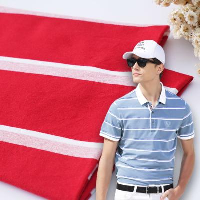 China Plain And Breathable Lycra Polo Shirt Cotton Fabric Striped Pattern for sale