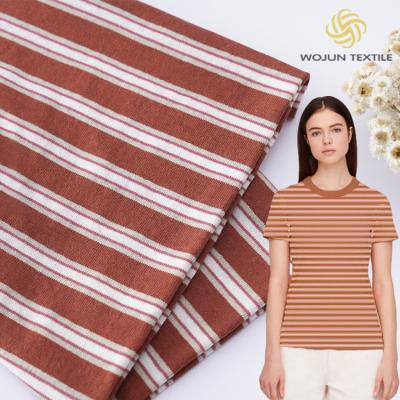 China Good Texture Ramie Striped Cotton Jersey 190gsm Knit Combed Cotton Fabric For Casual Shirt Te koop