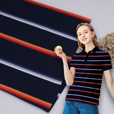 China Gecombeerd katoen en duurzaam ademend gestreepte gebreide stof voor casual polo shirt Te koop