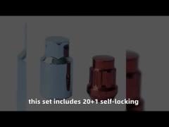20+1 Chrome Lug Nut With Key Self-locking Lug Nut M12x1.5/M12x1.25 17mm Various Color