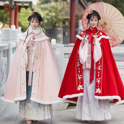 China Traditional Chinese jinxi hanfu autumn and winter hanfu ancient winter mask long style plus warm fleece thickened fleece coat for sale