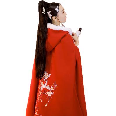 China Guarantee Ancient Traditional Chinese Traditional Chinese Traditional Chinese Autumn Winter Embroidery Polyester Hanfu Coat Overcoat Colak for sale