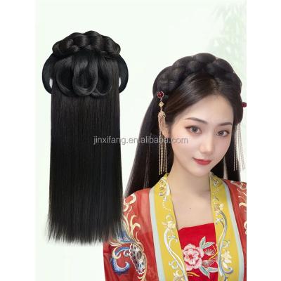 China Soft lazy costume style wig style Ming style hanfu bun hand piece bundle female antique one piece organic hair for sale