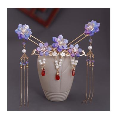 China Decorate Professional Ethnic Style Flower Pattern Hair Clip Accessories Hanfu Hand Made Hairpin Supply for sale