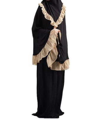 China Big Swing Solid Color Abaya Muslim Dresses Muslim Evening Dress Viscous Long Dress Basic Selvedge Pattern for sale