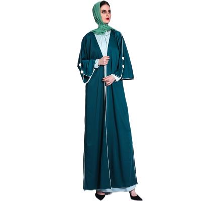 China 2022 Model New Cotton Robe Solid Color Waistline Loose Abaya Basic Muslim Cardigan Turkish Robe Muslims for sale