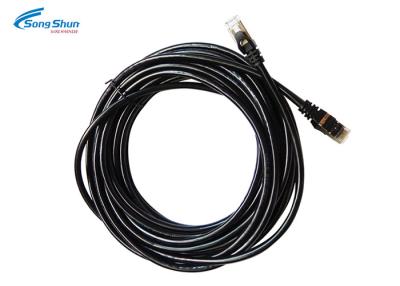 Cina rivestimento di PVC nero di resistenza allo strappo 5mm di usura RJ45 del gatto 5 del cavo di toppa della rete di 24awg SFTP in vendita