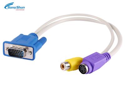 China Adaptador del convertidor del AV compuesto TV de S-Video 3 RCA del cable del SUBMARINO de VGA D del ORDENADOR PORTÁTIL de la PC hacia fuera en venta