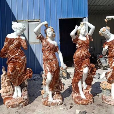 China Outdoor Decoration Realistic Hand Carved Life Size Marble Statues Four Seasons Greek Sculpture Garden Goddess Of Nature Size for sale