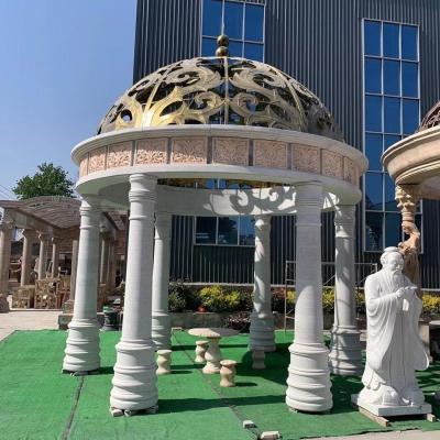 China Hot Selling Easily Assembled Customized Colors Garden Decoration Marble Gazebo Garden Western Marble Gazebo for sale