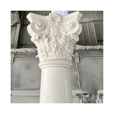 China Solid Wholesale Price Customized Size Outdoor Solid Marble Pillar Traditional Wholesale Decorative Marble Pillars for sale