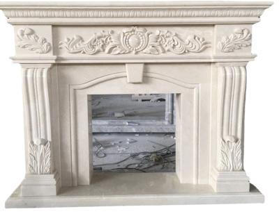 China Europe Modern Indoor Decorative Luxury Natural Stone Fireplace Surround Marble Mantel For Sale for sale