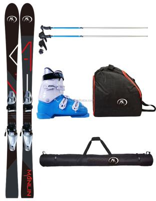 China Fiberglass/Rubber/PE Three Axle Wood/Plastic Manlin All Mountain Alpine Set Ski Include Winter Skis+Boots+Bindings+Pole+Bags Wholesale for sale