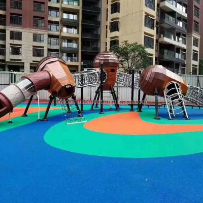 China Community Interactive Outdoor Recreational Games Equipment Wooden Park Play Ground Equipment For Children for sale