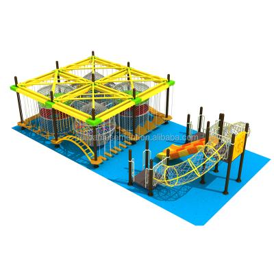 China Eco-Friendly Kids Adventure Play Kids Climbing Outdoor Playground Rope Course Interactive Games Maze With Slider For Parks for sale