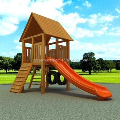 China Kids Wooden Playhouse Eco - Friendly Outdoor Playground Small Indoor Playground With Slide for sale