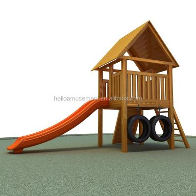 China Eco-Friendly Kids Garden Wooden Toys Outdoor Play House With Swings for sale