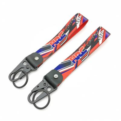 China Custom Wholesale Nylon Thermal Brand Motorcycle Nylon Brand Key Chain Transfer Emblem Key Ring Buckle Refit Gift For Honda Hrc Accessories for sale