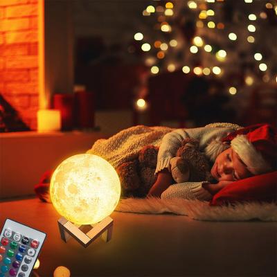 China Latest Modern Style 3d Rechargeable Remote Control 16 Colors Led Moon Night Light for sale