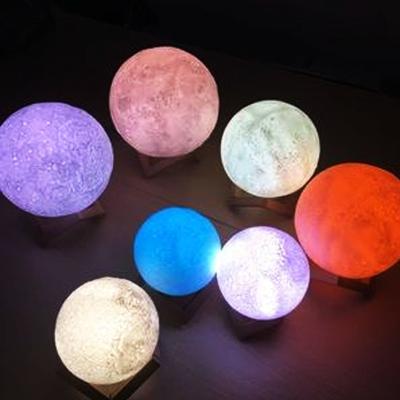 China 2021 modern the latest rechargeable remote control color led bedside table night decorative moon lamp for sale