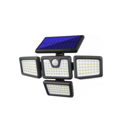 China IP 65 Adjustable Waterproof Outdoor Garden 141LED 3 Heads Design Solar Lamp Powered Sunlight Solar Wall Mounted Street Light for sale