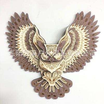 China China Custom Home Wall Art Ornaments Hanging Crafts Wooden Owl Wall Decoration for sale