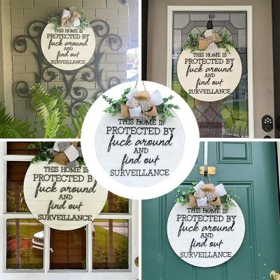 China Home Decoration Personalized Custom Wall Decoration Wreath Sign Holiday Party Wooden Wreath Sign for sale