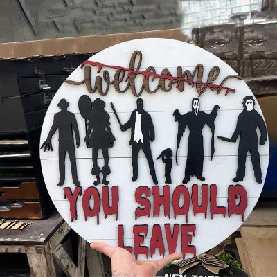 China Home Decoration Personalized Custom Party Wall Sign Wreaths Halloween Wall Decoration Welcome Sign Wreaths for sale