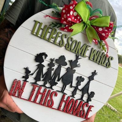 China Christamas Home Decoration 3D Wooden Door Signs Christmas Wall Decoration Hanging Custom Party Front Door Decorations for sale