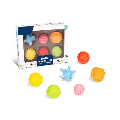 China Soft Toy Baby Silicone Ball Teether 6pcs Set Gift Box Non-Toxic BPA Free Kids Chewing Silicone Ball Teether for sale