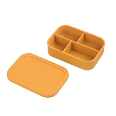 China Japanese kearn sushi lunch box 4 division child silicone bento box eco-friendly wholesale Microwavable for sale