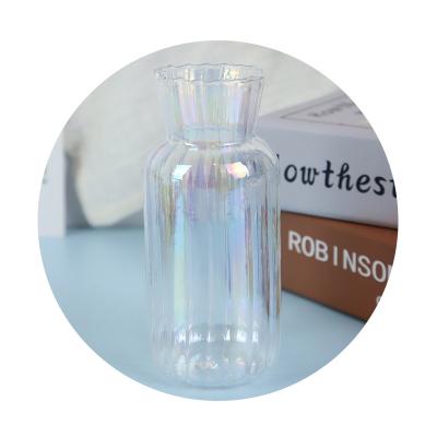 China New Hot Sale Minimalist Art Design Clear Flower Glass Vase Transparent Glass Set for sale