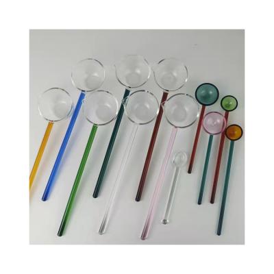 China New Design High Grade Disposable Mini Glass Spoon Colorful Glass Container With Spoon for sale