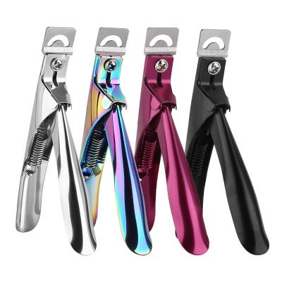 China Smooth Fine Edge Nail Cutter Stainless Steel Acrylic Nail Trimmer Titanium Fake Nail Tip Cutter for sale