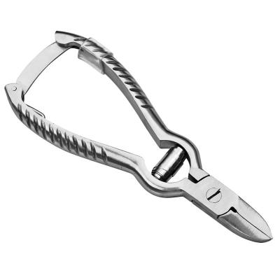 China Professional heavy duty stainless steel toenail pliers right handed scissors for thick or ingrown nails, barrel spring for sale