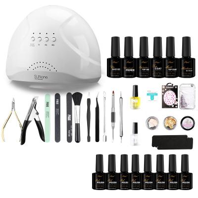 China Finger Nail Polish Glue Set 48W Nail Art Tool UV / LED Lamp And Armor Removal Kit Nail Gel Kit for sale