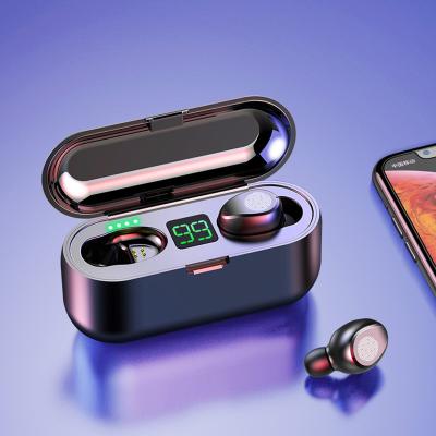 China Waterproof Earphone F9 TWS Wireless Stereo Sports Music Earphone 5.0 Wireless Earbuds Earphone Noise Reduction With MIC 3000MAH for sale