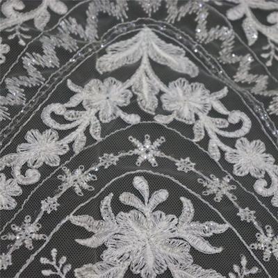 China Viable Most Popular New Design 3d Flower Embroidered Sequins Lace Up Embroidered Fabric for sale