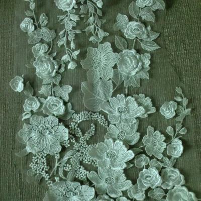 China Sustainable Hot Selling 100% Cotton Brocade Lace 3d Tulle Embroidery Lace Fabric for sale