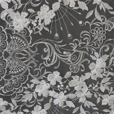 China Newest china sustainable stretching top quality 3d sequin lace fabric tull embroidered fabric for sale