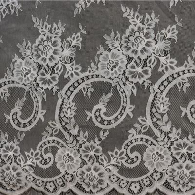 China China Manufacturer 2021 Viable Elegant Classic Bridal White Lace Embroidered Design Fabric for sale