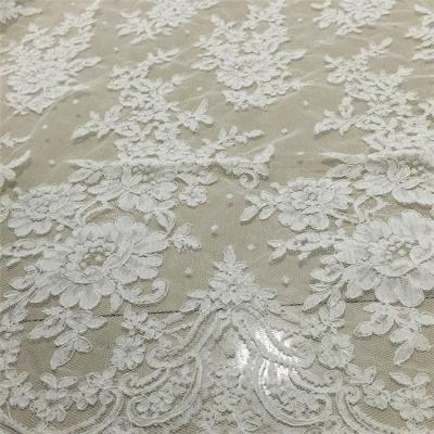 China Viable Hot Selling High Quality Materials Mesh White Embroidered Lace Fabric for sale