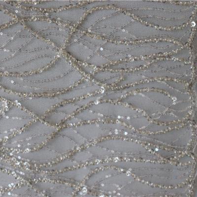 China Viable China Manufacturer Luxury Hand Beaded Gold Lace Tulle Fabric With Sequins for sale