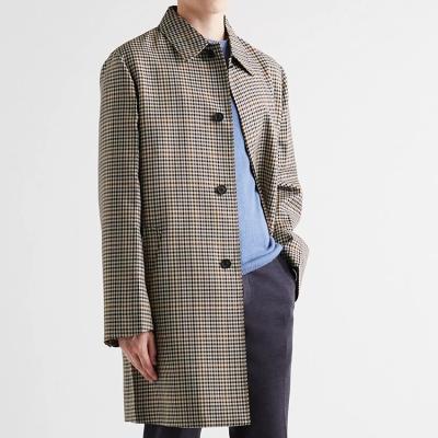 China Anti-wrinkle OEM custom long style houndstooth wool blend straight coat for men for sale