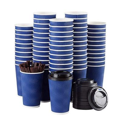 China HeePACK Ripple Wallpaper Cup Wrapping Paper Disposable Coffee Cups Disposable Coffee Hot Selling Paper Cups for sale