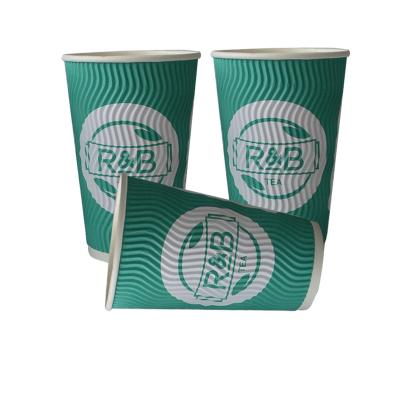 China HeePACK Ripple Wallpaper Cup White Paper Disposable Hot Sale Coffee Cups Disposable Coffee Paper Cups for sale